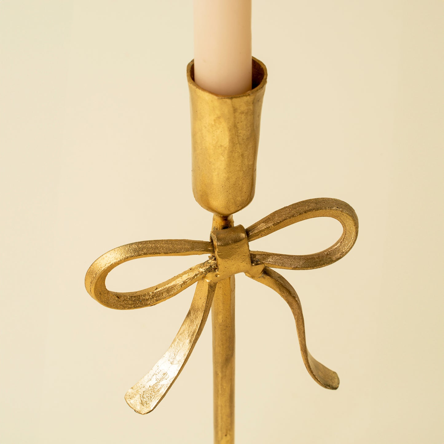 Gold Forged Bow Candlestick