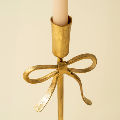 Gold Forged Bow Candlestick