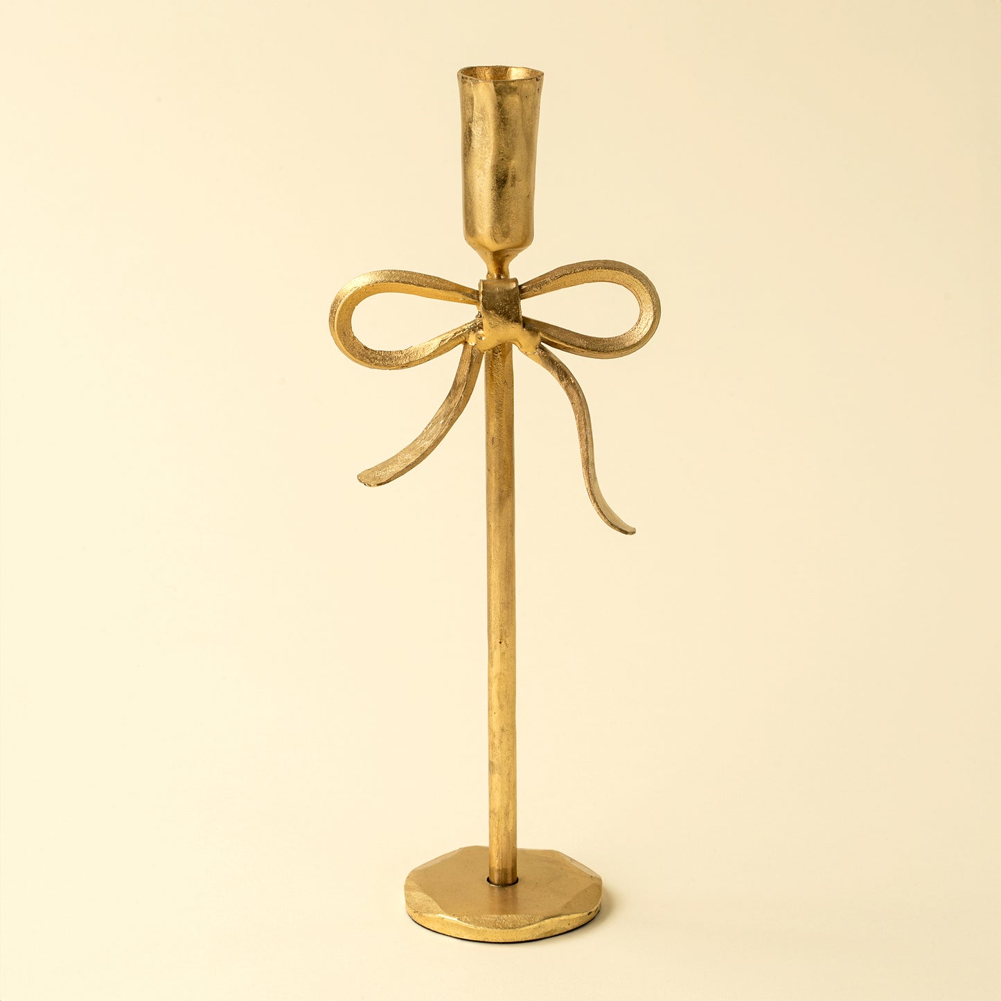Gold Forged Bow Candlestick