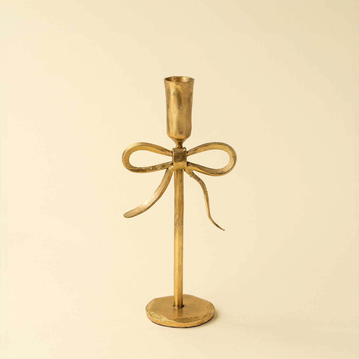 Gold Forged Bow Candlestick