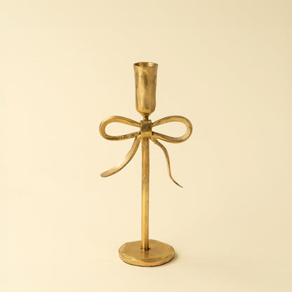 Gold Forged Bow Candlestick