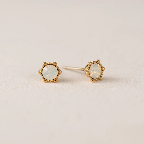 Astrid Stud Earrings - White Opal