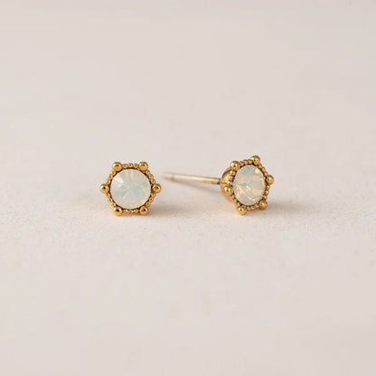Astrid Stud Earrings - White Opal