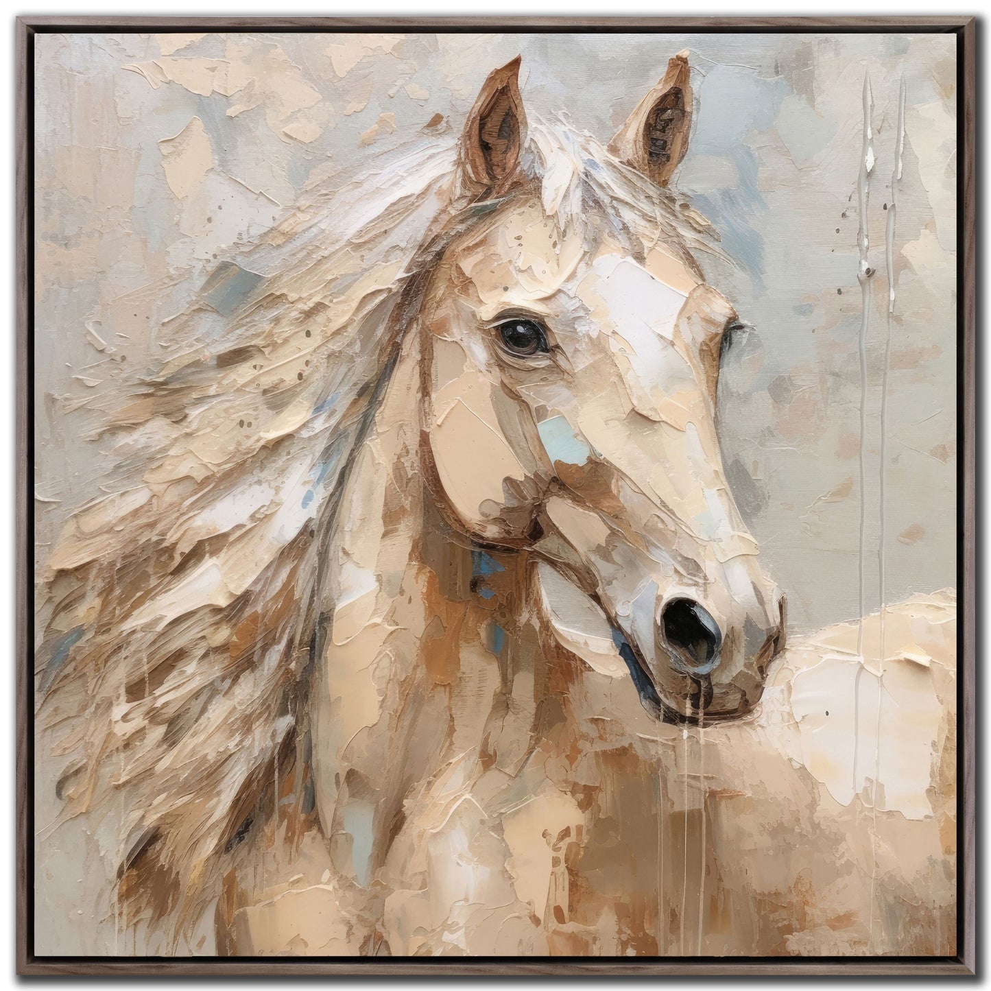 Wild Horse Framed Canvas – 32″ x 32″
