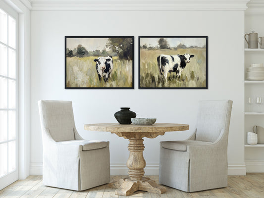Gentle Grazer Cow Framed Canvas – 24″ x 30″