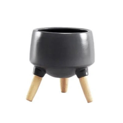 Skara Matte Black Planter With Legs