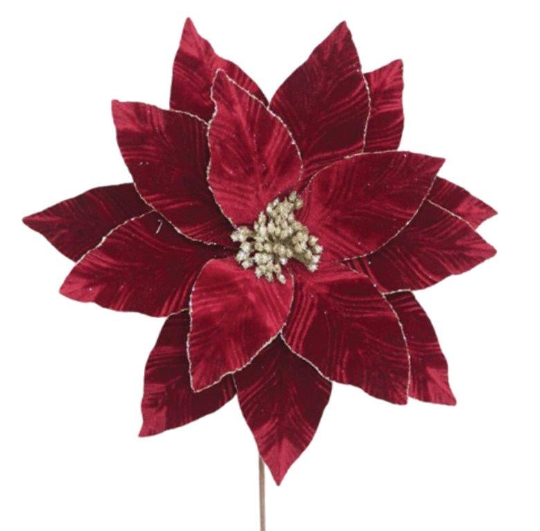 Burgundy Velvet Poinsettia Stem