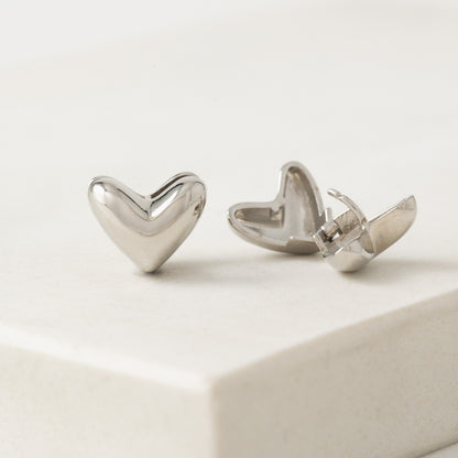 Heart Puff Hoop Earrings