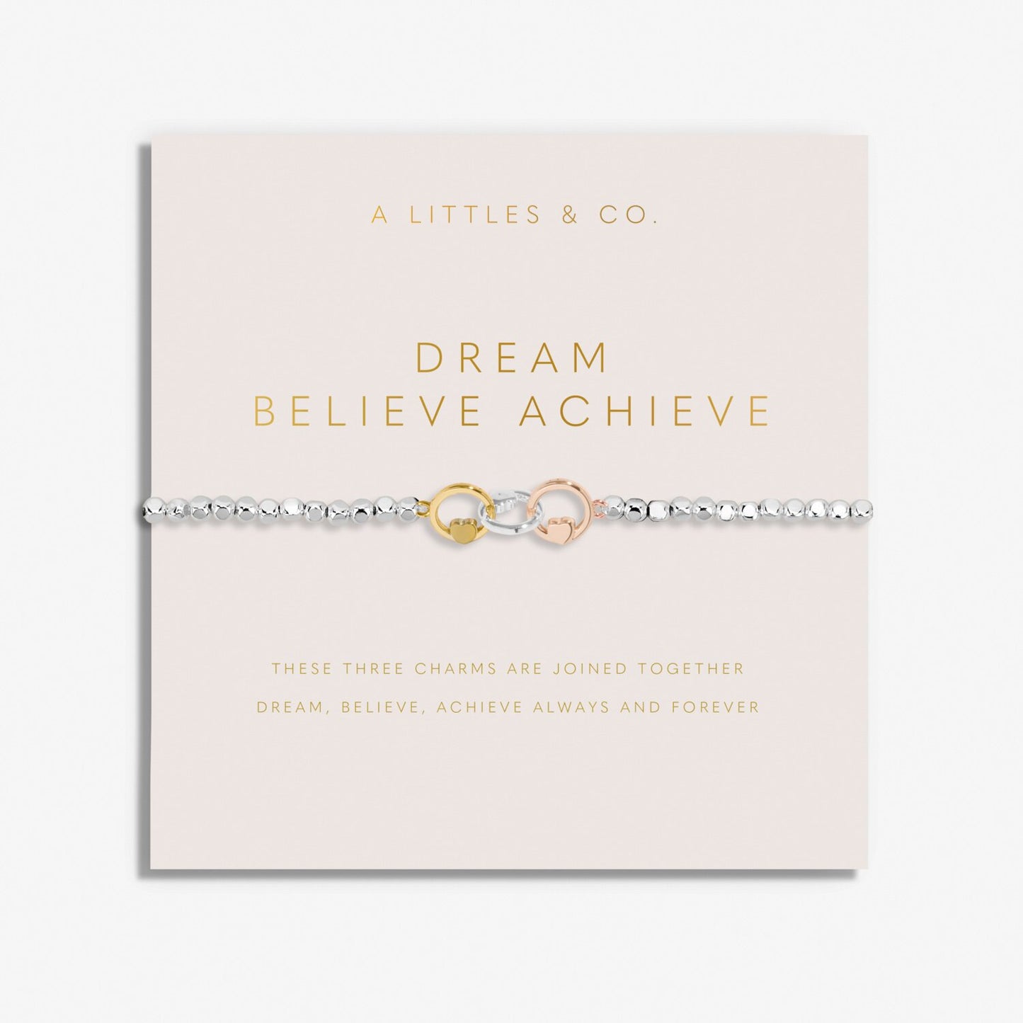 Forever Yours 'Dream Believe Achieve' Trio Bracelet In Silver, Gold-Tone And Rose Gold-Tone Plating
