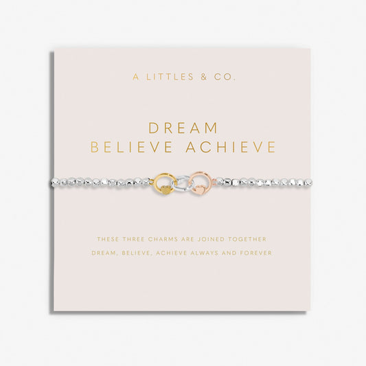 Forever Yours 'Dream Believe Achieve' Trio Bracelet In Silver, Gold-Tone And Rose Gold-Tone Plating