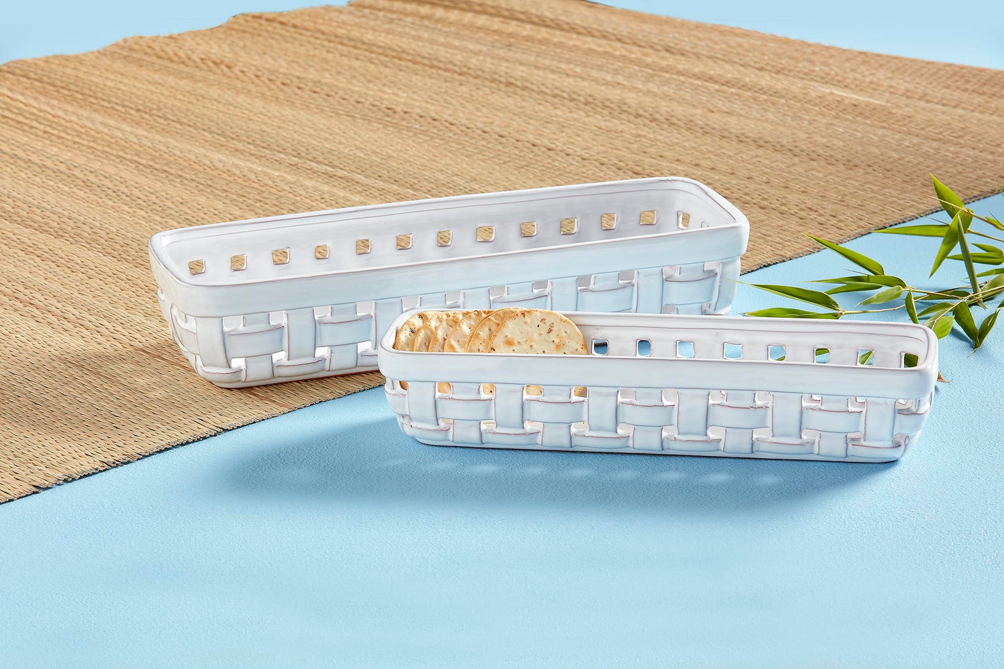 Nested Basket Weave Cracker Dish Set