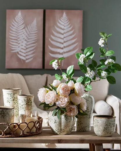 10” Taupe Floral Vase