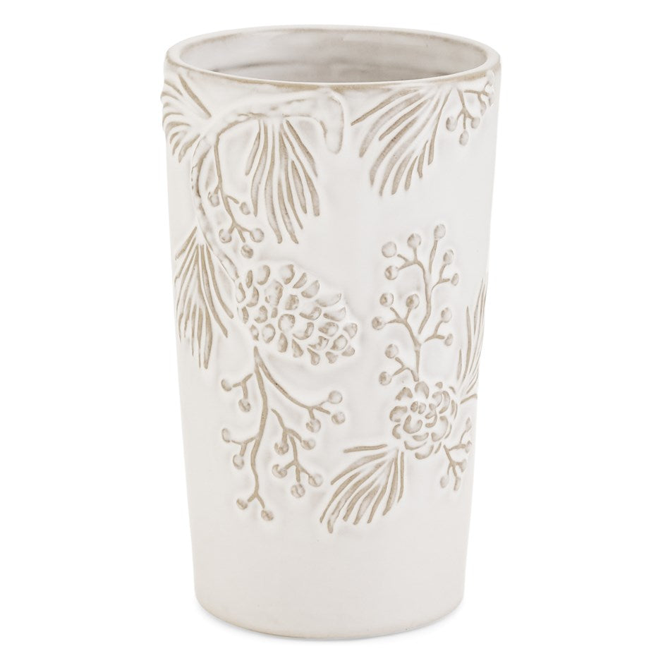 Branch and Pinecone Ceramic Vase 4x7