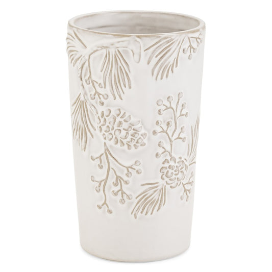 Branch and Pinecone Ceramic Vase 4x7