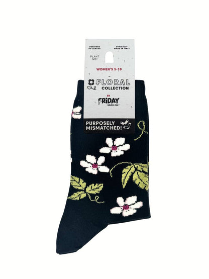 Women's Raspberry Bloom Mismatched Crew Socks
