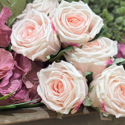 Real Touch Eden Rose 12 Inch Bouquet - Blush Pink - 3 Blooms
