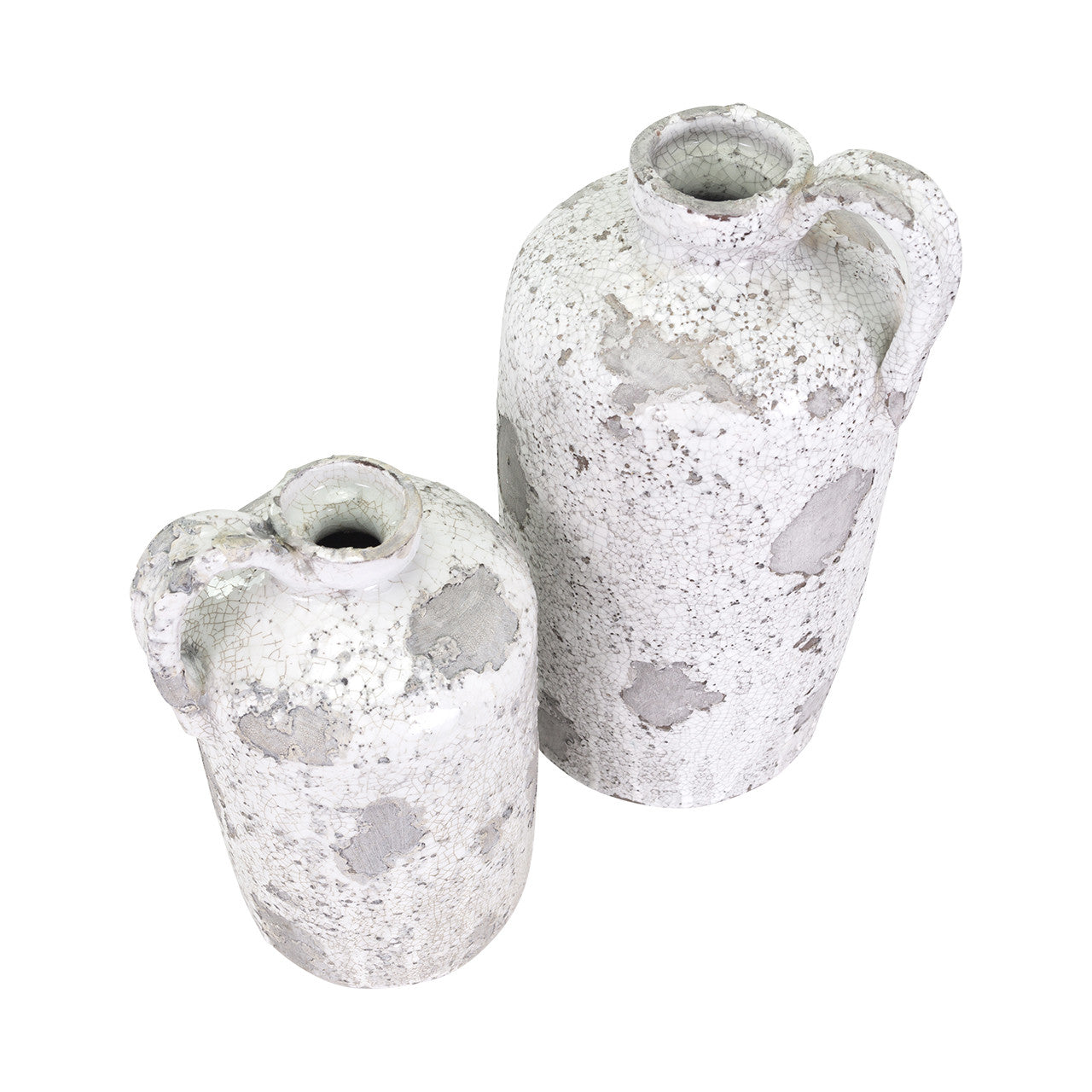 Ragusa White and Gray Terracotta Jug Vases
