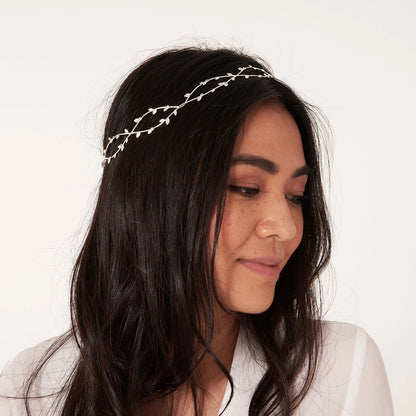 Crystal Leaf Bridal Hair Crown – Silver Plated Wedding Hair Vine