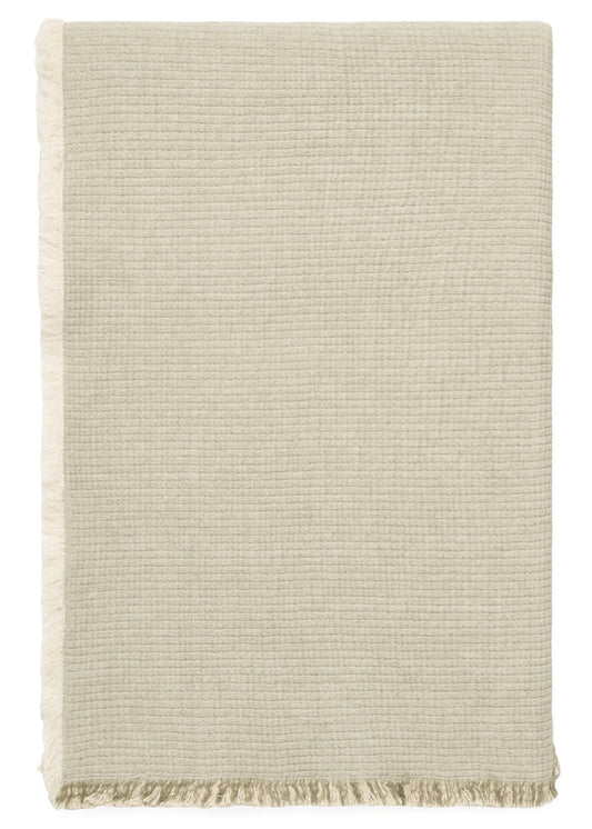 Reversible Sage-Beige Cotton Blanket