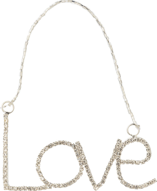 Silver Rhinestone Love Ornament