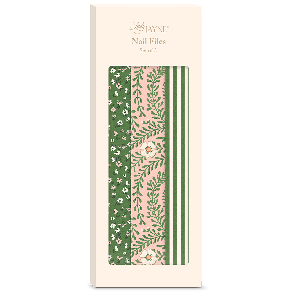 Pink Green Floral Nail File Set