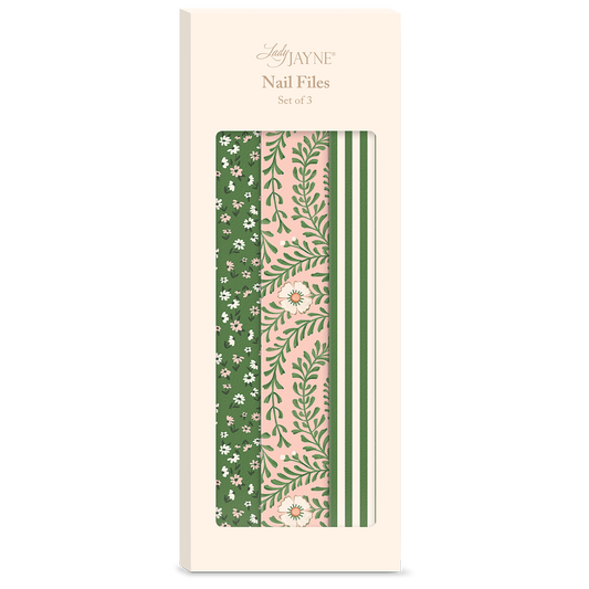 Pink Green Floral Nail File Set