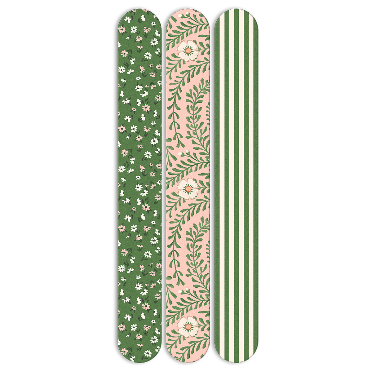 Pink Green Floral Nail File Set