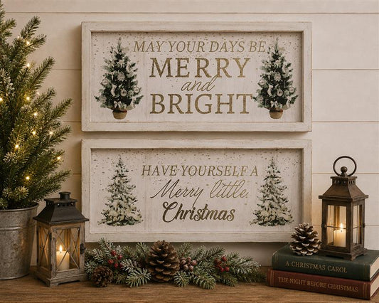 Framed Christmas Tree Sign, 12 × 6 inches
