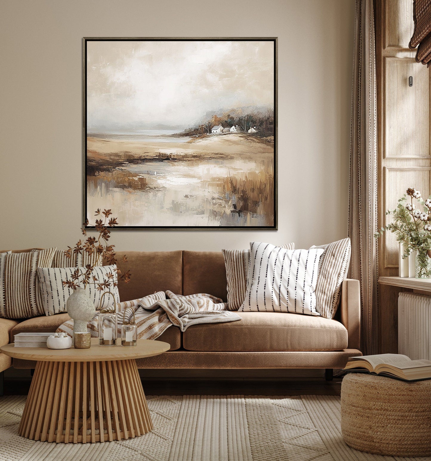 Quiet Fields Framed Canvas – 36″ x 36″