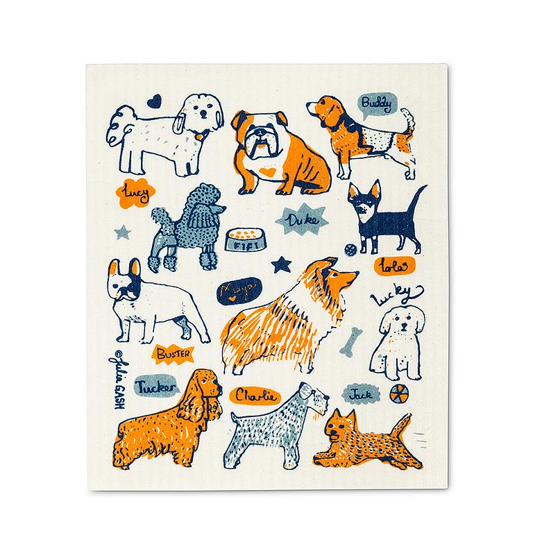 Set Of 2 Swedish Dishcloths Dog Design
