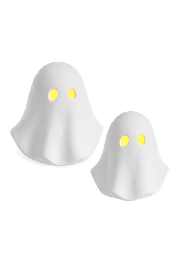 LED Porcelain Ghost Décor – Glowing Eyes Halloween Figurine