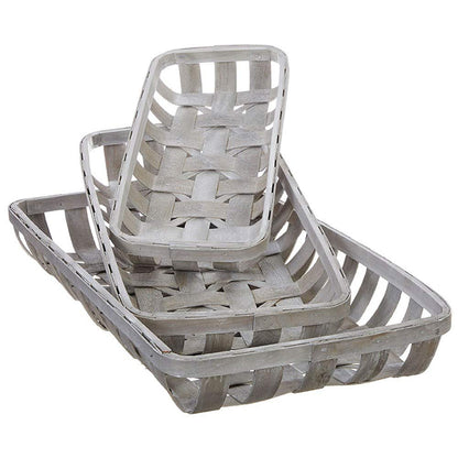 Distressed White Rectangular Tobacco Baskets