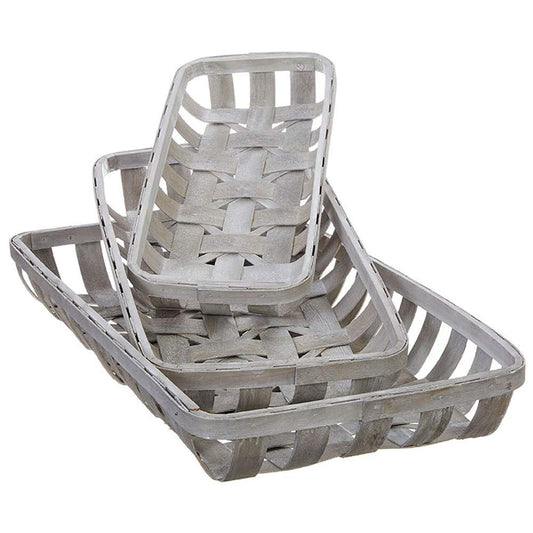 Distressed White Rectangular Tobacco Baskets