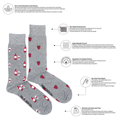 Men's Red Wine & Grapes Socks