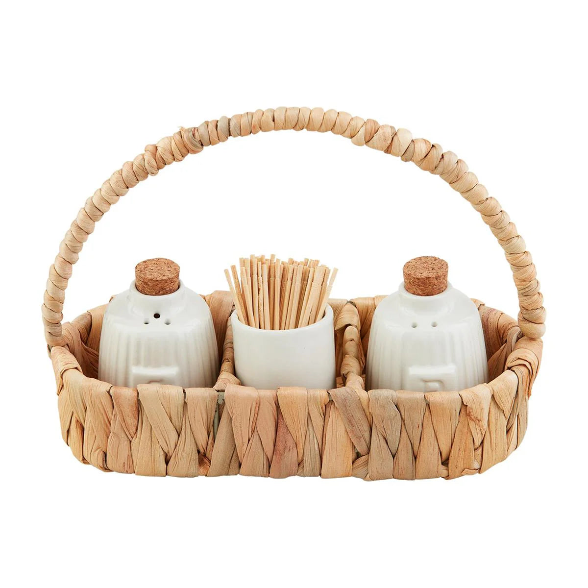 Woven Salt, Pepper & Toothpick Caddy Set