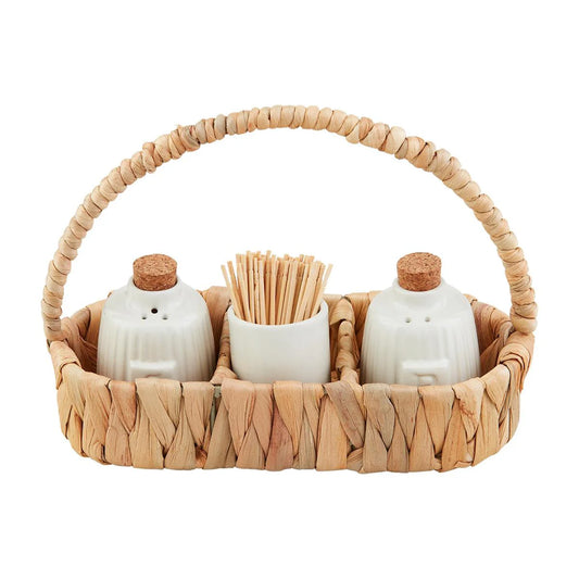 Woven Salt, Pepper & Toothpick Caddy Set