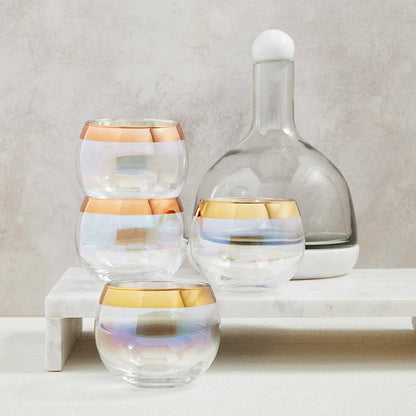 White Marble and Glass Wine Carafe
