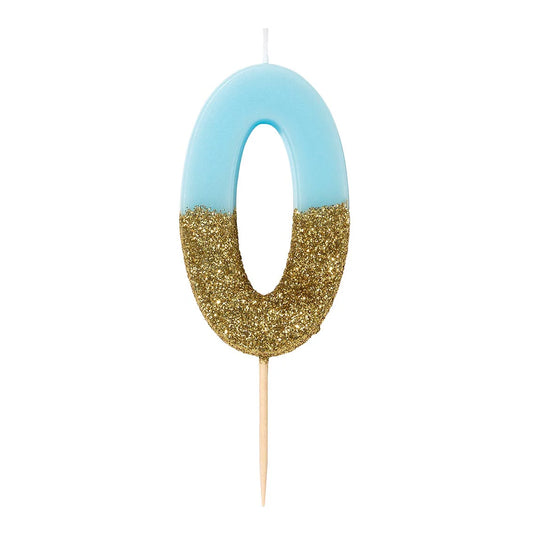 We Heart Birthdays Glitter Candle - Blue