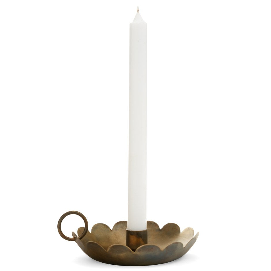 Scalloped Edge Antique Iron Candle Holder