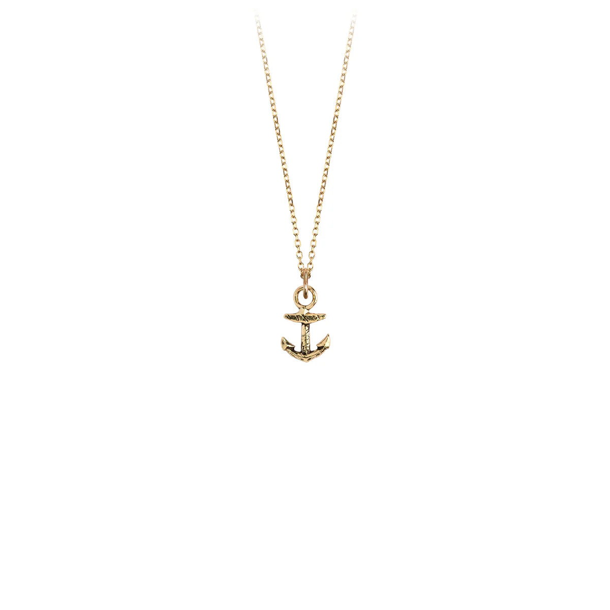 14K Gold Anchor Charm on 16" 14k Fine Gold Chain