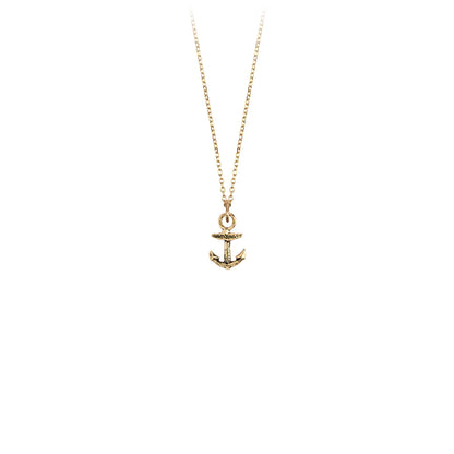 14K Gold Anchor Charm on 18" 14k Fine Gold Chain