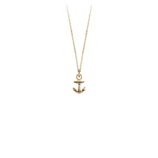 14K Gold Anchor Charm on 16" 14k Fine Gold Chain