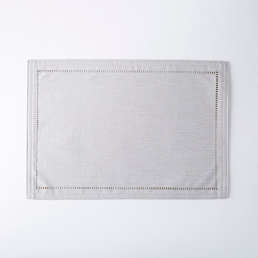 Hemstitch Linen Look Grey Placemat