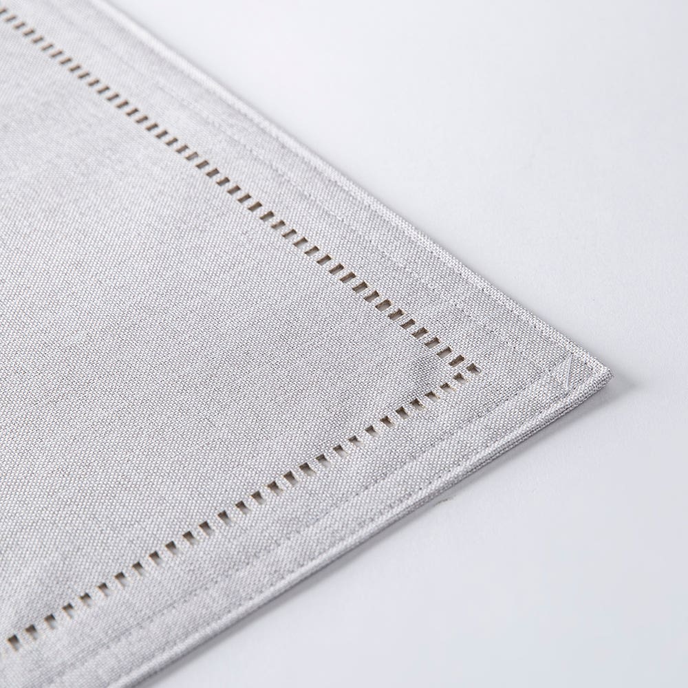 Hemstitch Linen Look Grey Placemat