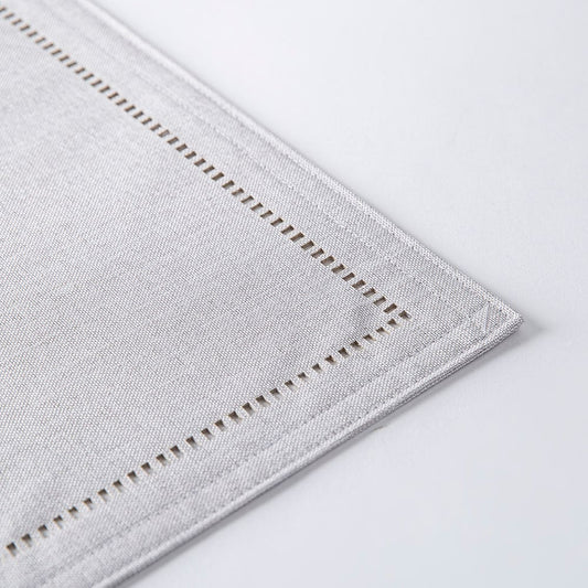 Hemstitch Linen Look Grey Placemat