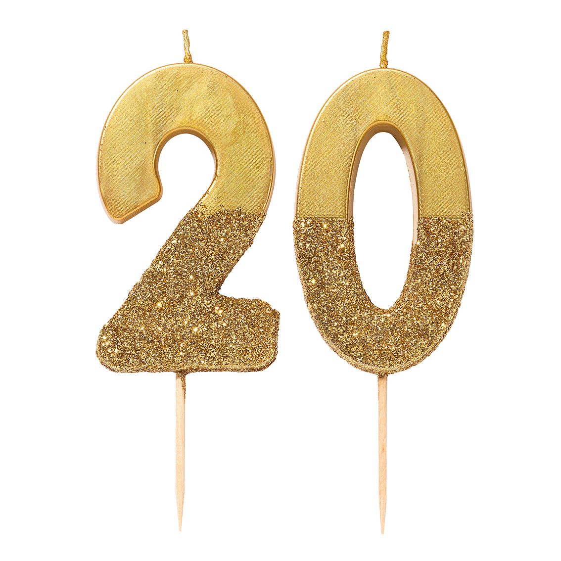 We Heart Birthdays Glitter Candle - Gold