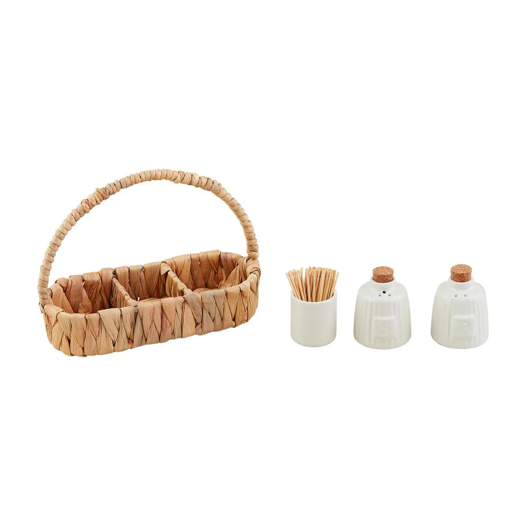 Woven Salt, Pepper & Toothpick Caddy Set