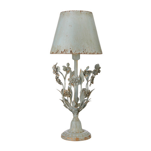Lamp Metal Blue Flower 28.75"