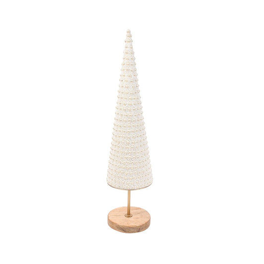 Pearl Beaded Cone White Large