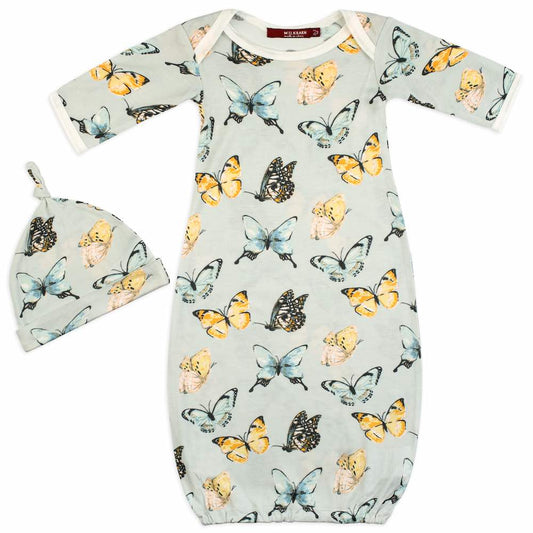 Bamboo Newborn Gown & Hat Set Butterfly